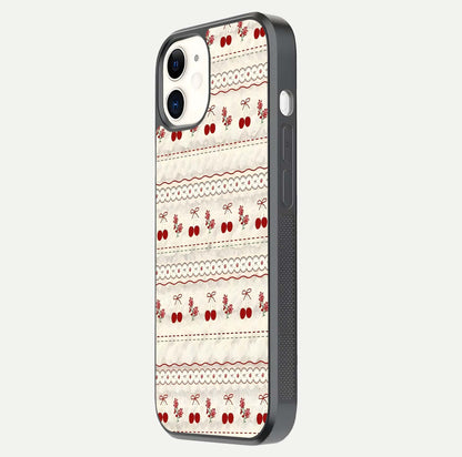 Cherry Bloom Charm Glass Case for iPhone 12 Mini side-angle photo showing flower detail and edge light