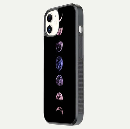 Crimson All Planets Glass Case for iPhone 12 Mini side-angle photo capturing edge glow and glass reflection