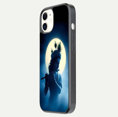 Divine Moon Flute Glass Case for iPhone 12 Mini side-angle image capturing reflection depth and soft color