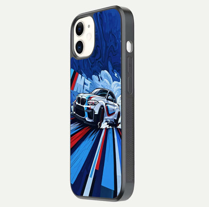 Drift Power Rush Glass Case for iPhone 12 Mini side-angle image capturing reflection glow and smooth curve