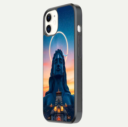 Eternal Shiva Aura Glass Case for iPhone 12 Mini side-angle image showing reflection clarity and rich tone