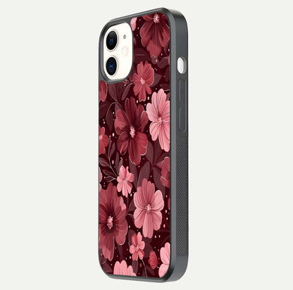 Flower Blush Bloom Glass Case for iPhone 12 Mini side-angle photo showing glass reflection and delicate hues