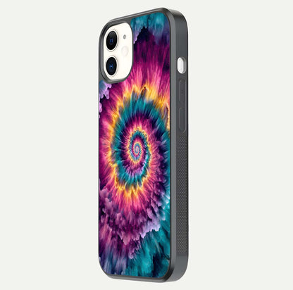 Galactic Spiral Burst Glass Case for iPhone 12 Mini side-angle image showing reflection clarity and vivid galactic texture