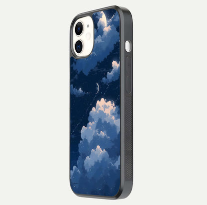 Moon Dream Haze Glass Case for iPhone 12 Mini side-angle image showing HD reflection and moonlight detailing