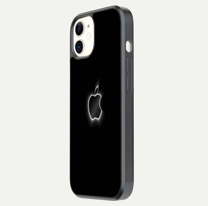 Neon Apple Glow Glass Case for iPhone 12 Mini side-angle image showing light reflection and glow effect