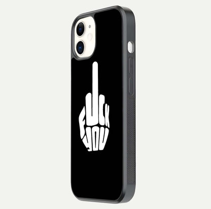 Rebel Mode On Glass Case for iPhone 12 Mini side-angle image showing reflection, edge detail, and text clarity