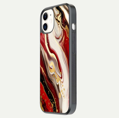 Red & White Marble Glass Case For iPhone 12 Mini