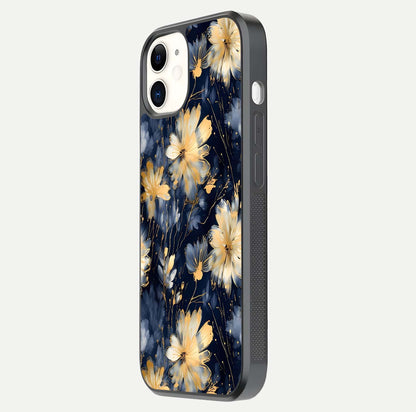 Royal Petal Dream Glass Case for iPhone 12 Mini side-angle image showing smooth edges and royal bloom details