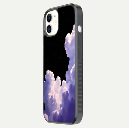 Starlit Night Whispers Glass Case for iPhone 12 Mini side-angle image showing reflection and night pattern shine