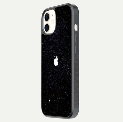 Starry Apple Galaxy Glass Case for iPhone 12 Mini side-angle image showing gloss and star pattern detail
