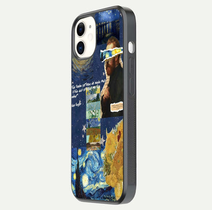Starry Dream Vision Glass Case for iPhone 12 Mini side-angle image showing reflection and cosmic gradient tones