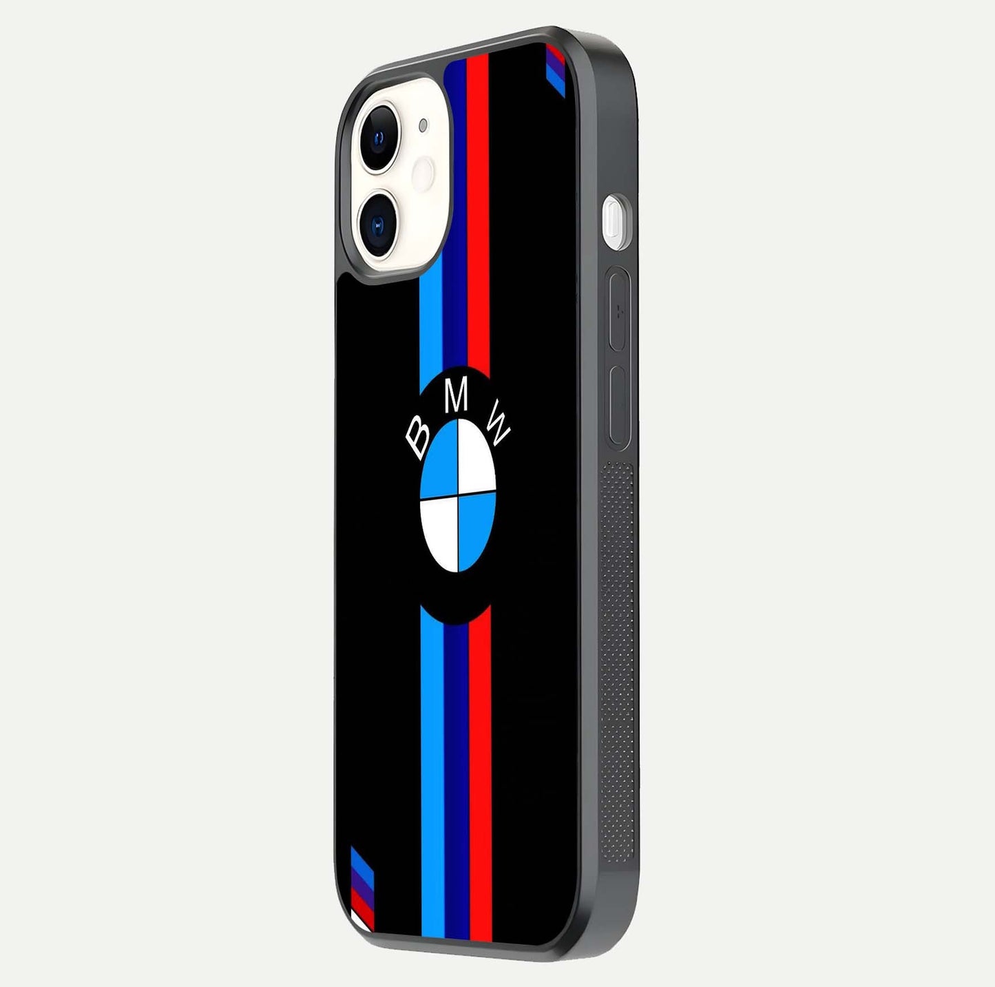 Turbo BMW Beast Glass Case for iPhone 12 Mini side-angle image showing reflection and sleek edge styling