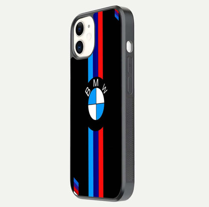 Turbo BMW Beast Glass Case for iPhone 12 Mini side-angle image showing reflection and sleek edge styling