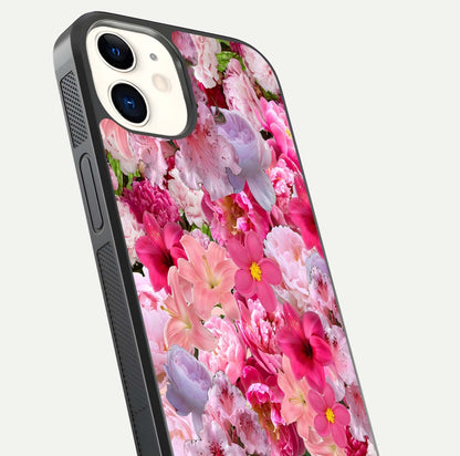 Bloom Crush Fantasy Glass Case for iPhone 12 Mini close-up image showing color gradient and petal detailing