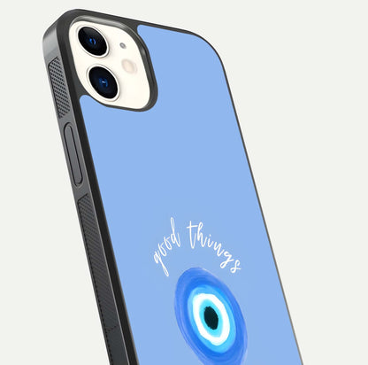 Bright Future Ahead Glass Case for iPhone 12 Mini close-up image highlighting bold quote text and HD reflection
