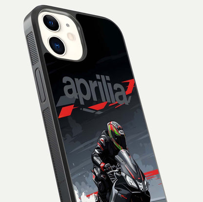 Dark Aprilla Glass Case for iPhone 12 Mini close-up highlighting detailing and reflection effect