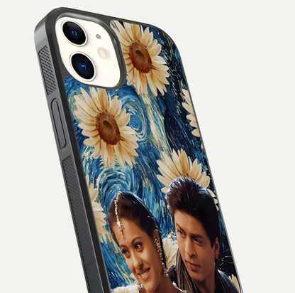 Eternal Love Story Glass Case for iPhone 12 Mini close-up highlighting couple detail and light reflection