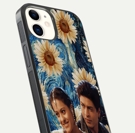 Eternal Love Story Glass Case for iPhone 12 Mini close-up highlighting couple detail and light reflection