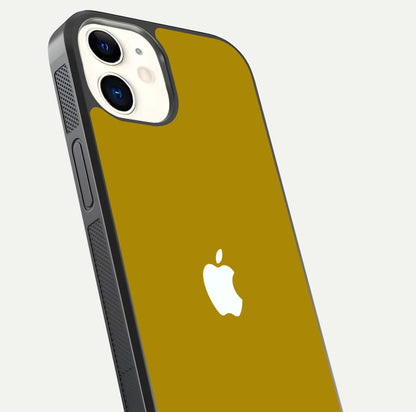 Golden Luxe Aura Glass Case for iPhone 12 Mini close-up angled shot showing metallic shine and light reflection