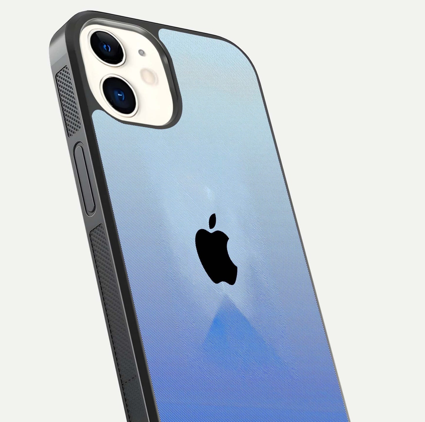Gradient Apple Vibe Glass Case for iPhone 12 Mini close-up angled shot showing color transition and reflection brightness