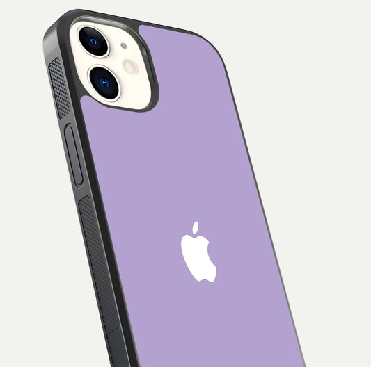 Lavender Soft Minimal Glass Case for iPhone 12 Mini close-up angled shot showing clean color texture and shine
