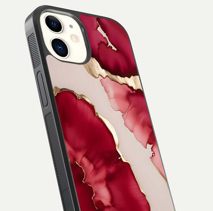 Pink & White Marble Glass Case For iPhone 12 Mini