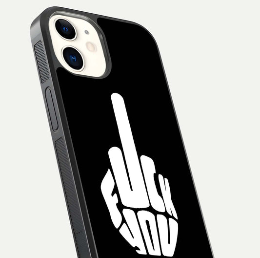 Rebel Mode On Glass Case for iPhone 12 Mini close-up angled shot highlighting reflective text and sharp design