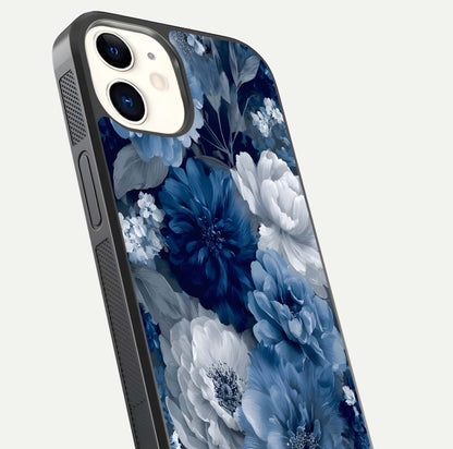 Royal Bloom Garden Glass Case for iPhone 12 Mini close-up angled shot highlighting royal bloom texture and reflection