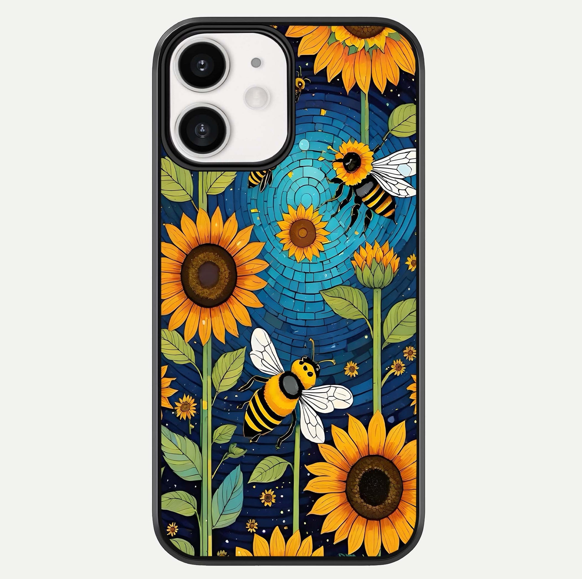 Bees & Sunflowers Glass Case For iPhone 12 Mini by Custom World