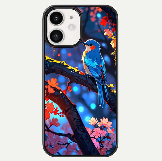 Blooming Spendor Bird Glass Case For iPhone 12 Mini by Custom World