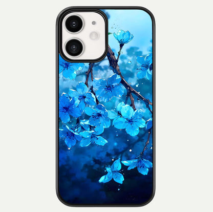 Blue Blossoms Branch Glass Case For iPhone 12 Mini by Custom World