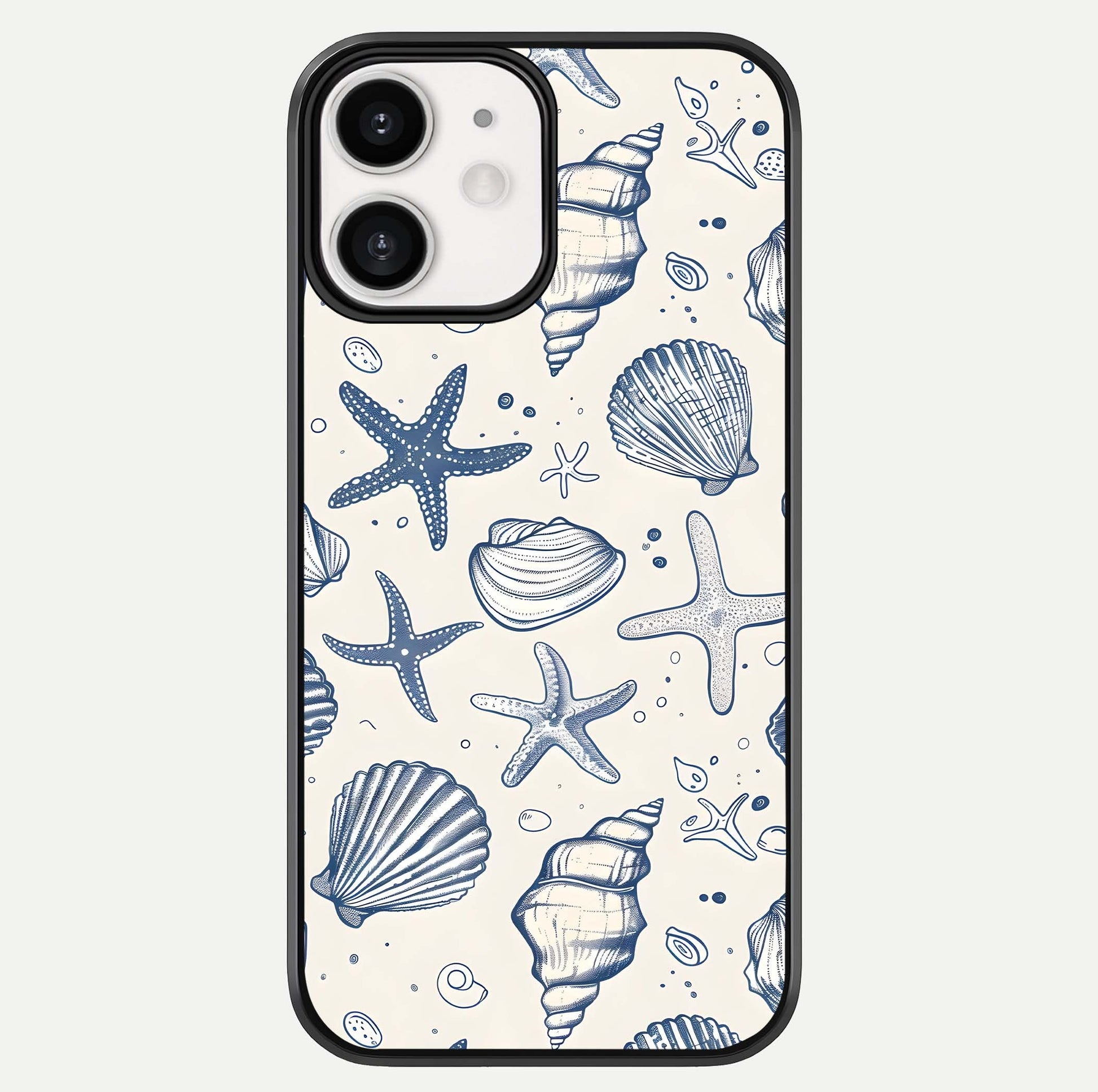 Blue Ocean Outline Glass Case For iPhone 12 Mini by Custom World