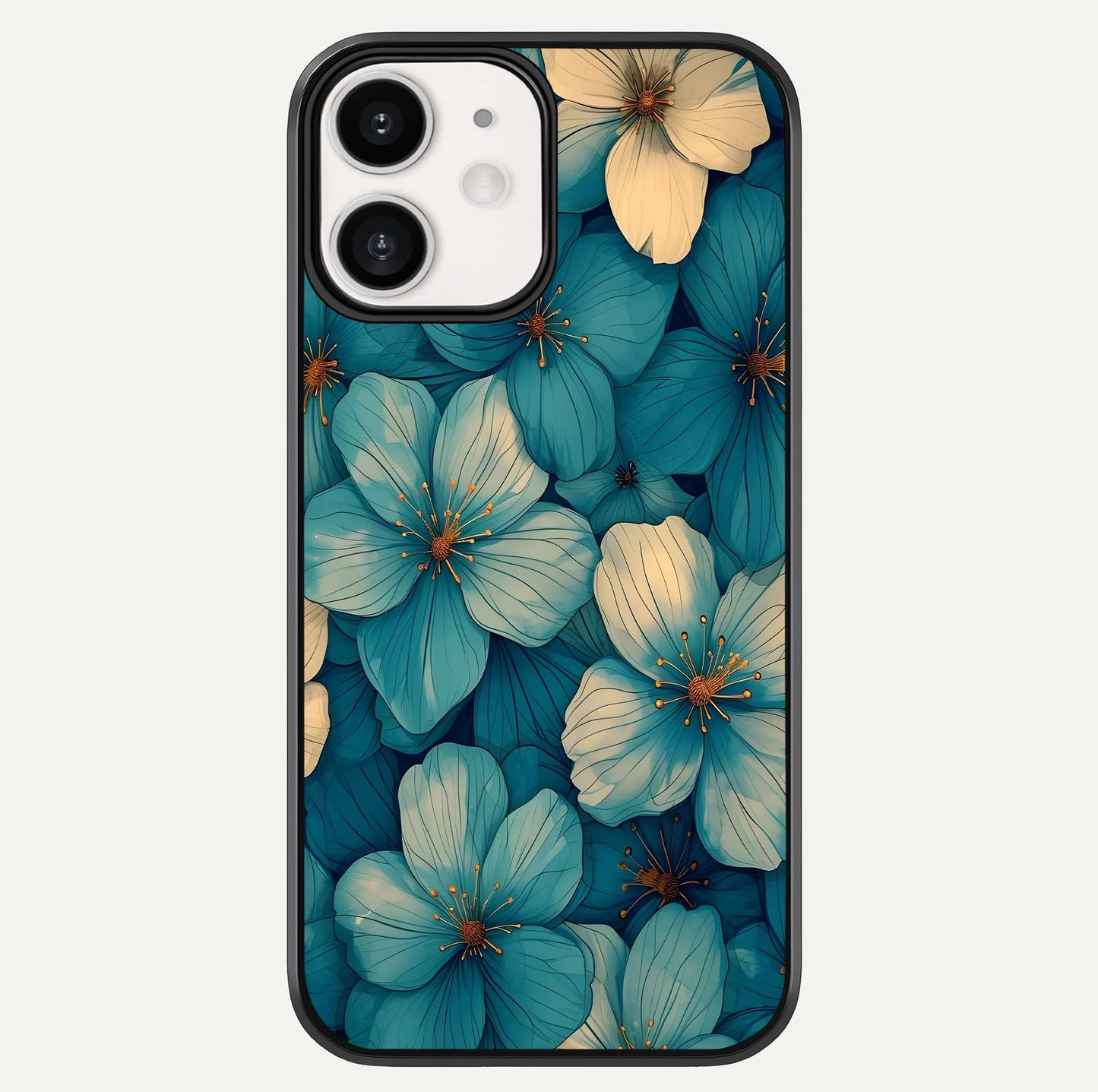 Blue Shade Floral Glass Case For iPhone 12 Mini by Custom World