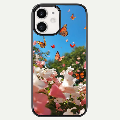 Butterflies In Bloom Sky Glass Case For iPhone 12 Mini by Custom World