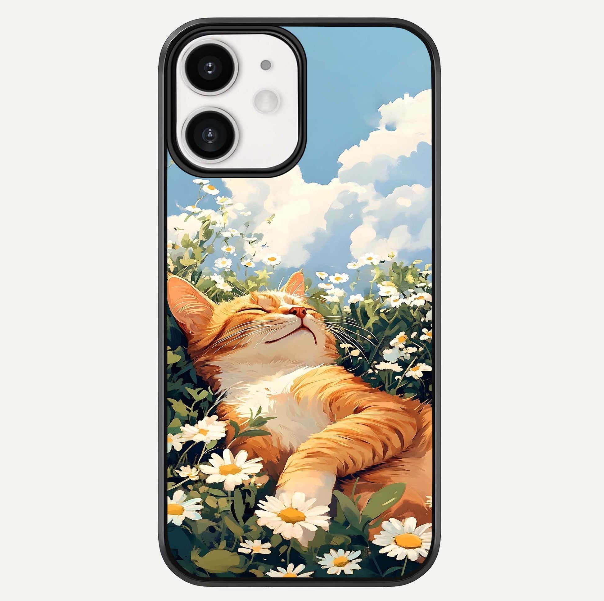 Cat & Flowers View Glass Case For iPhone 12 Mini by Custom World