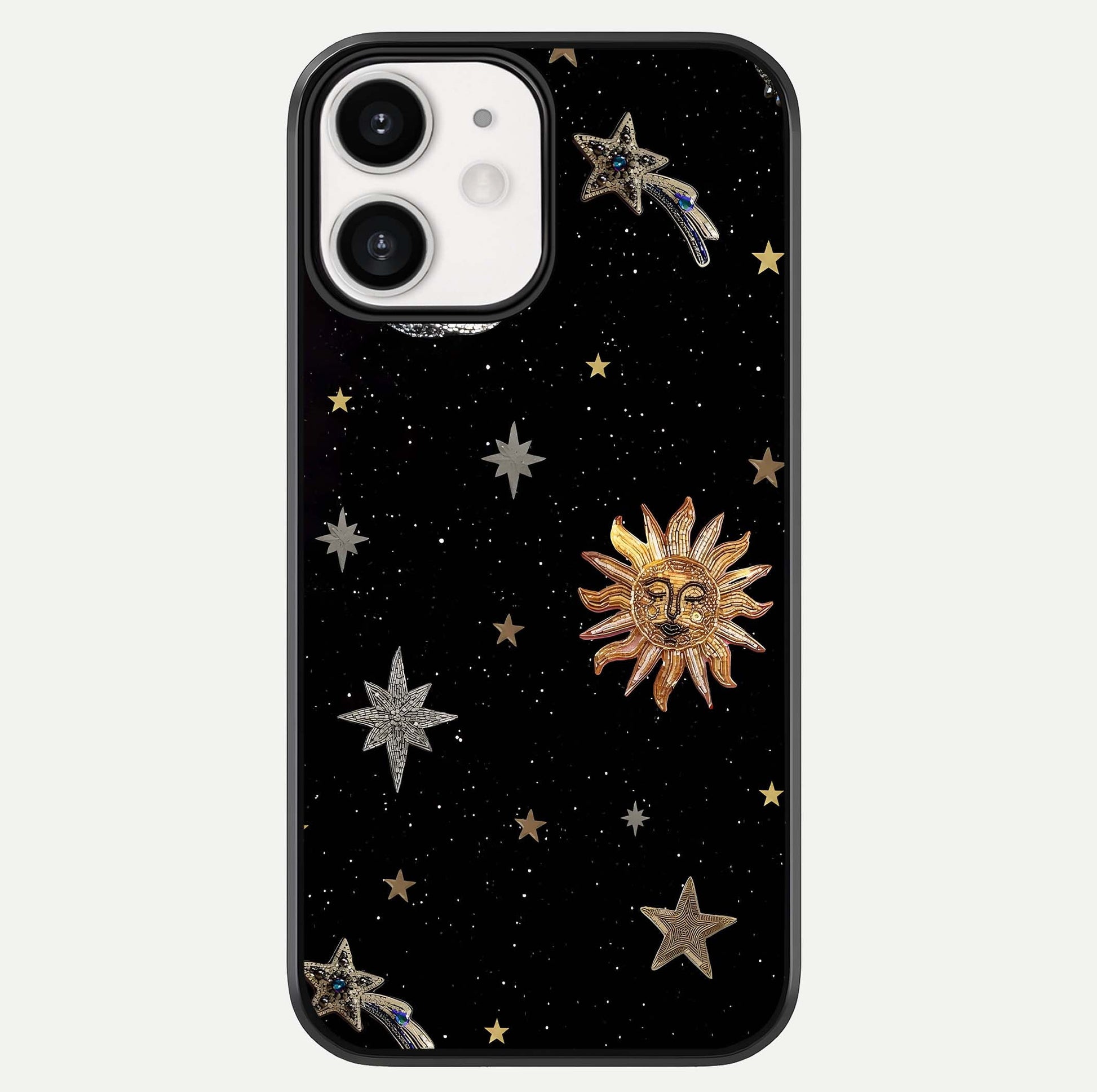 Celestial Moon With Stars Glass Case For iPhone 12 Mini by Custom World