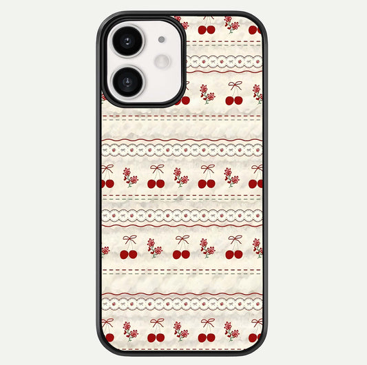 Cherry Bloom Charm Glass Case For iPhone 12 Mini by Custom World