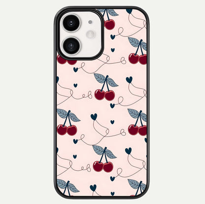 Cherry Heart Line Glass Case For iPhone 12 Mini by Custom World