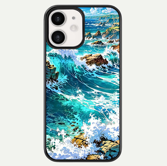 Coastal Blue Waves Glass Case For iPhone 12 Mini by Custom World