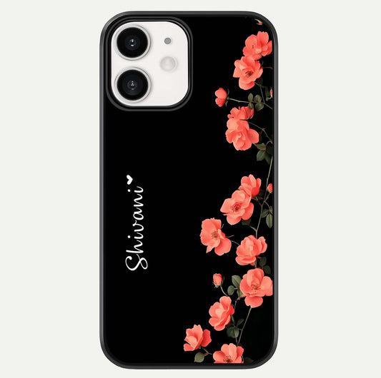Crimson Bloom Grace Custom Name Glass Case For iPhone 12 Mini by Custom World