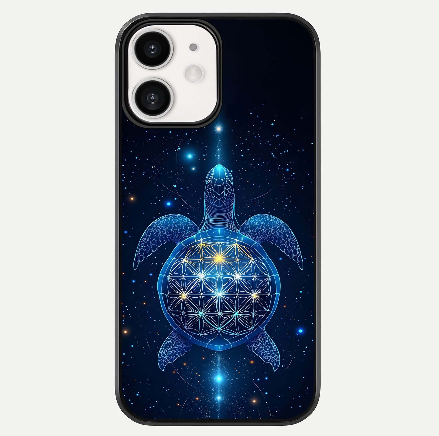 Crimson Blue Turtle Glass Case For iPhone 12 Mini by Custom World