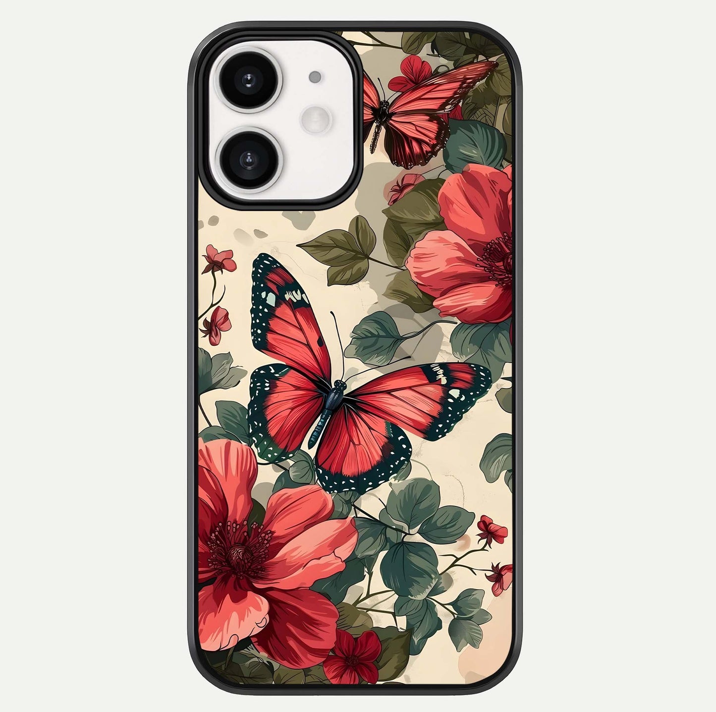 Crimson Butterfly Garden Glass Case For iPhone 12 Mini by Custom World
