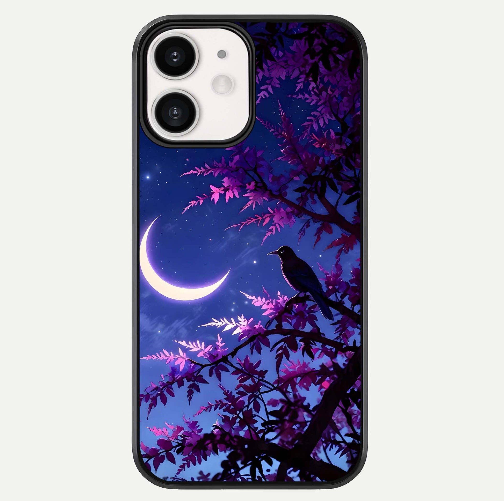 Crow & Moon Scenery Glass Case For iPhone 12 Mini by Custom World