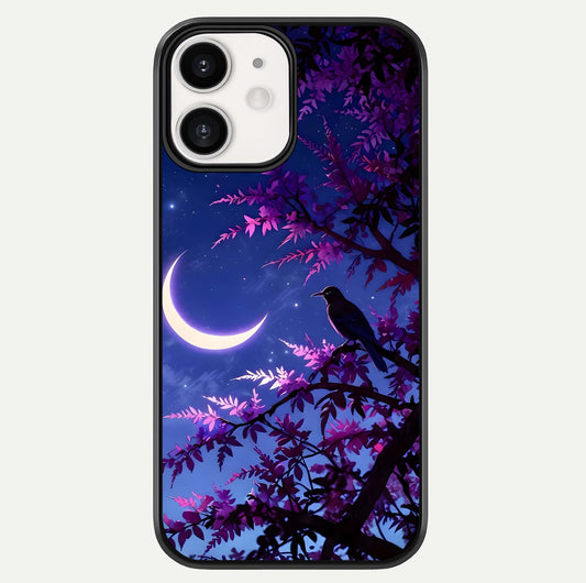 Crow & Moon Scenery Glass Case For iPhone 12 Mini by Custom World