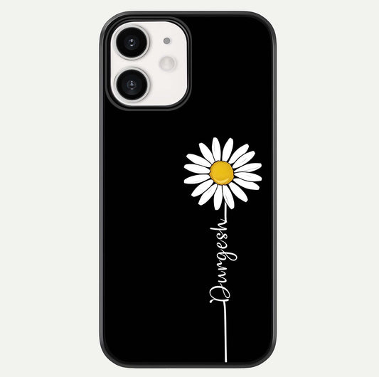 Custom Name White Flower Glass Case For iPhone 12 Mini by Custom World