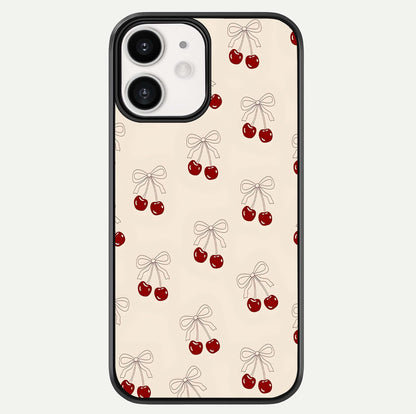 Cute Cherry Pattern Glass Case For iPhone 12 Mini by Custom World