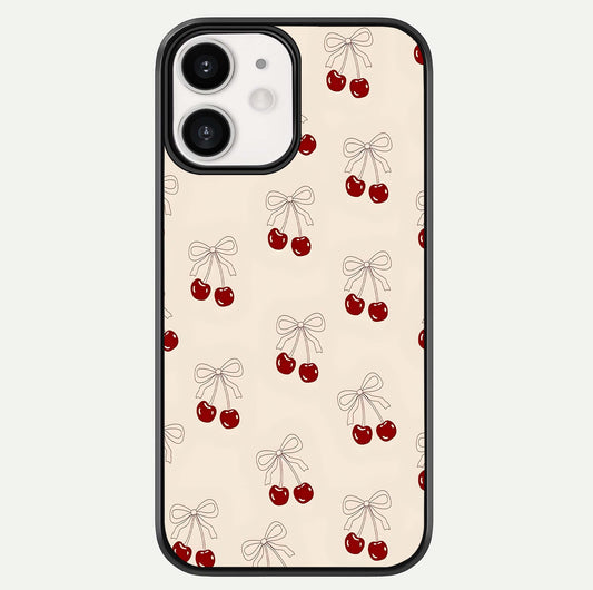 Cute Cherry Pattern Glass Case For iPhone 12 Mini by Custom World