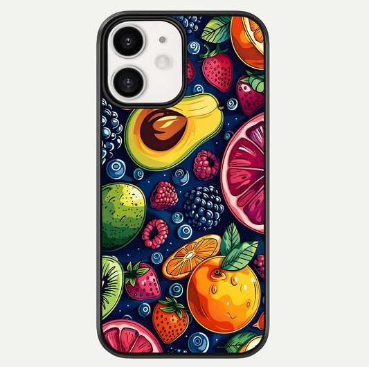 Cute Fruits Art Glass Case For iPhone 12 Mini by Custom World