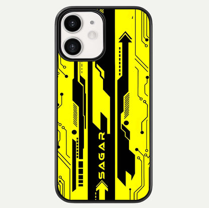 Electric Pulse CYBERPUNK Custom Name Glass Case For iPhone 12 Mini by Custom World