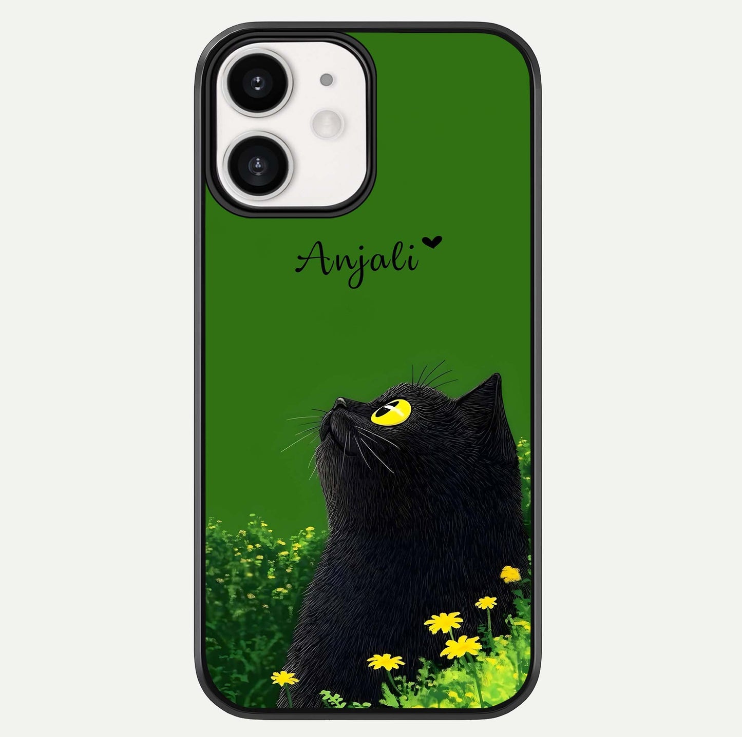Emerald Cat Custom Name Glass Case For iPhone 12 Mini by Custom World